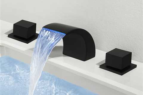 Black Three-hole Color Changing LED Waterfall Bathtub Faucet