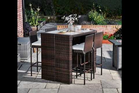 Peaktop by Teamson Home Outdoor & Garden Furniture, 5 Pcs Rattan Patio High, Bar Table &..