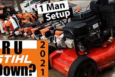 2021 LAWN CARE SETUP | Solo Operation | Scag, Stihl, and Toro