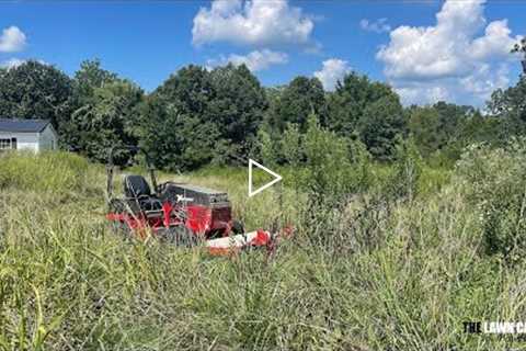 Ventrac Tough Cut Mowing Overgrown Field - Customer Warns Me About This Property!