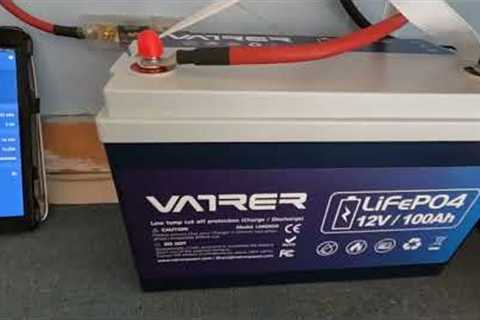 VATRER 12V 100Ah LiFePO4 1st full charge. Ready for action.  Off grid daily chores. DIY solar power!