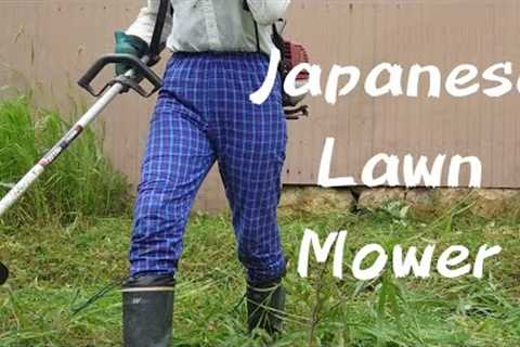 Using a Japanese Lawn Mower | Cutting the grass
