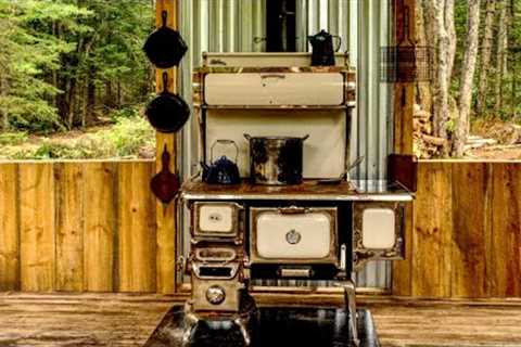 Installing a Wood Cookstove in the Outdoor Kitchen at my Off Grid Log Cabin