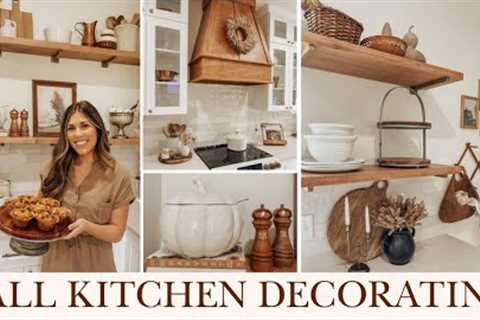 FALL KITCHEN DECORATING IDEAS 2023 | bake pumpkin chocolate chip muffins with me!