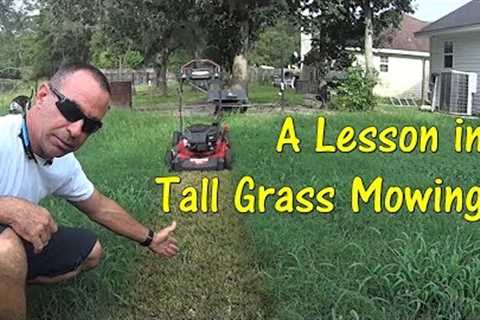 Pt 1 How To Cut Tall Grass with Cheap Lawn Mower -  Mowing Tall Overgrown Grass