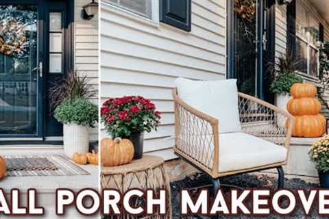 FALL FRONT PORCH MAKEOVER | SMALL FRONT PORCH DECORATING IDEAS | FALL SHOP & DECORATE W/ ME 2023