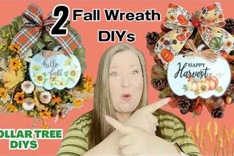 2 Fall Wreath DIYs ~ Dollar Tree Fall Wreath Tutorials ~ Small Fall Wreaths 8 inch Wreath Form!