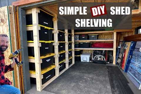 Simple DIY Shelves for your Shed or Garage | Tote Storage, Shed Shelf Ideas, Shed Organization