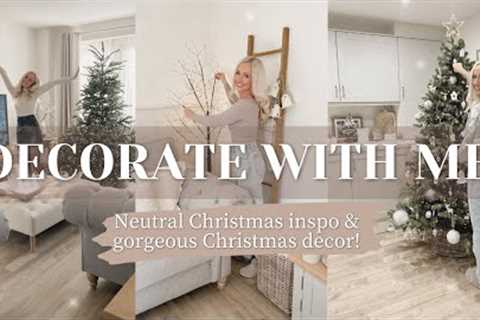 DECORATING FOR CHRISTMAS! Living room styling | Neutral Christmas decor | Holiday decorating 2023