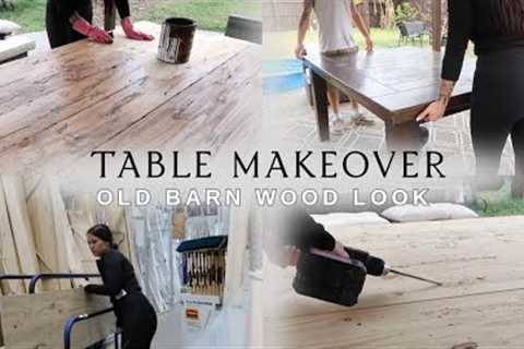 Table makeover! Rustic barn wood table makeover!  Patio refresh ! Table Decor idea for Christmas